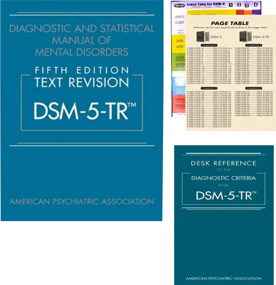 DSM – 5 – TR 5th Edition Set – Diagnostic and Statistical Manual of Mental Disorders + Desk Reference + Page Table Mapping In