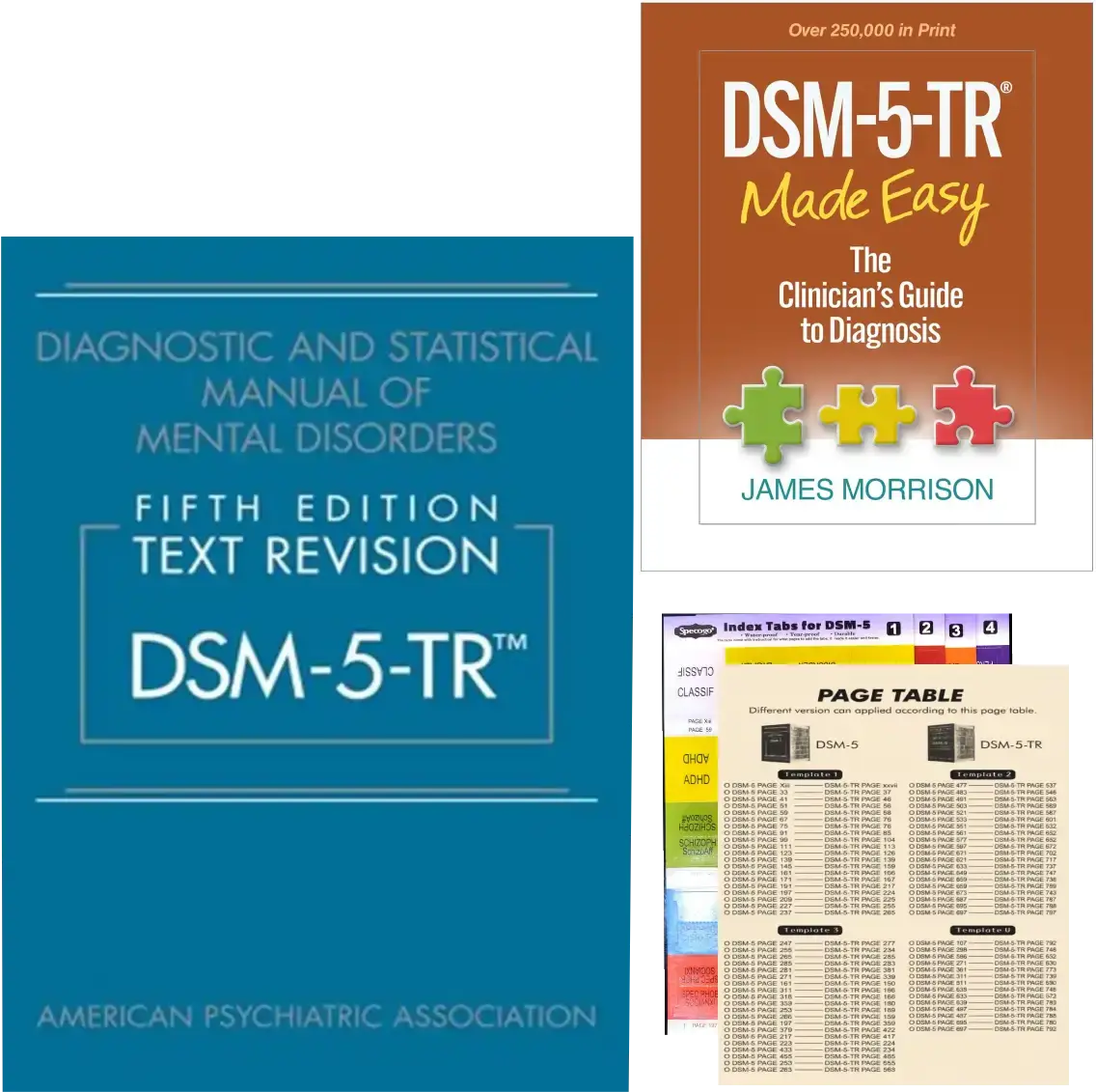 DSM – 5 – TR Practical Combo – DSM – 5 – TR – Main Manual – Hardcove + Clinician's Guide Made Easy + Color Index Tab – Medica