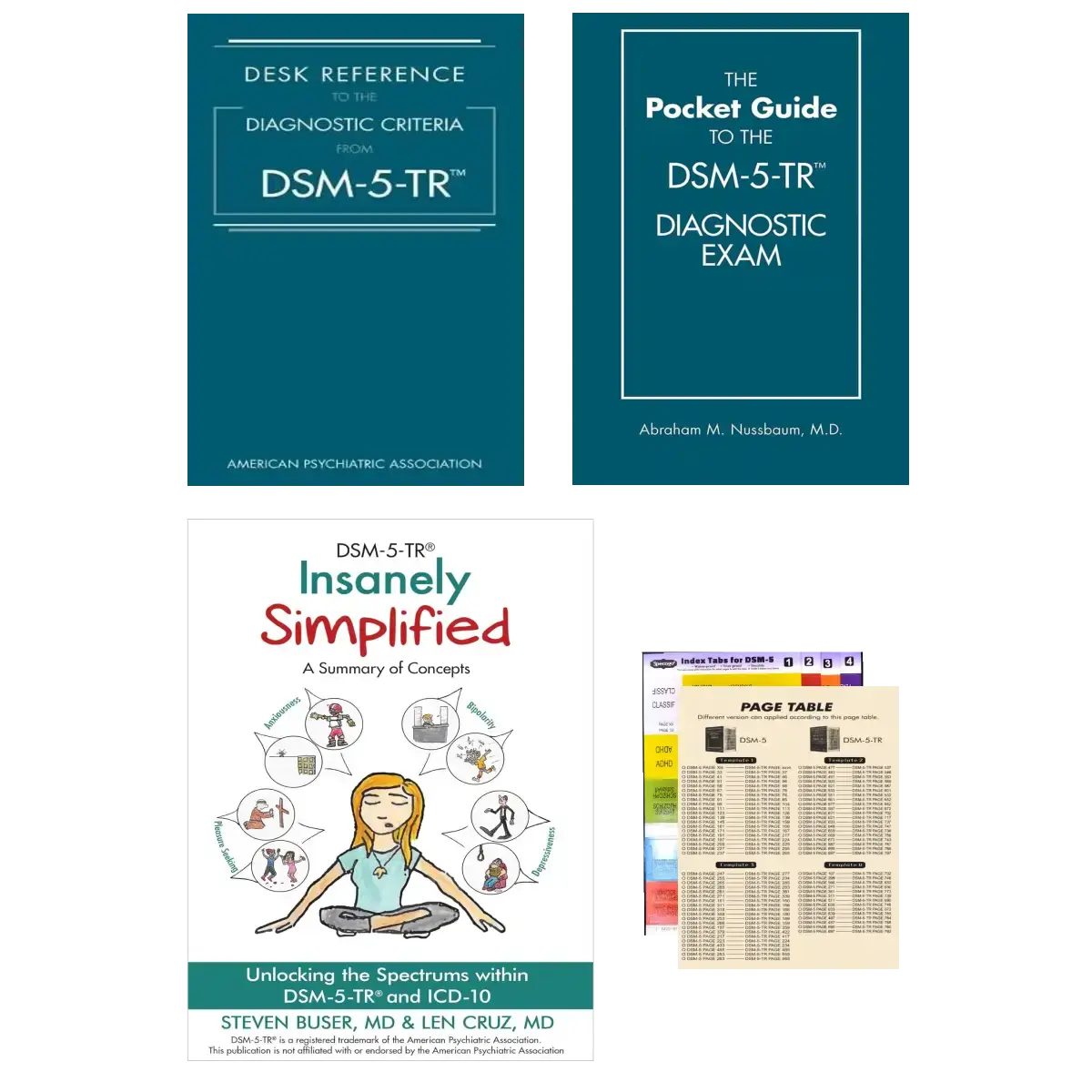 DSM – 5 – TR Clinician Toolkit – Insanely Simplified + Desk Reference + Pocket Exam Guide + Page Table Mapping Insert – Medic
