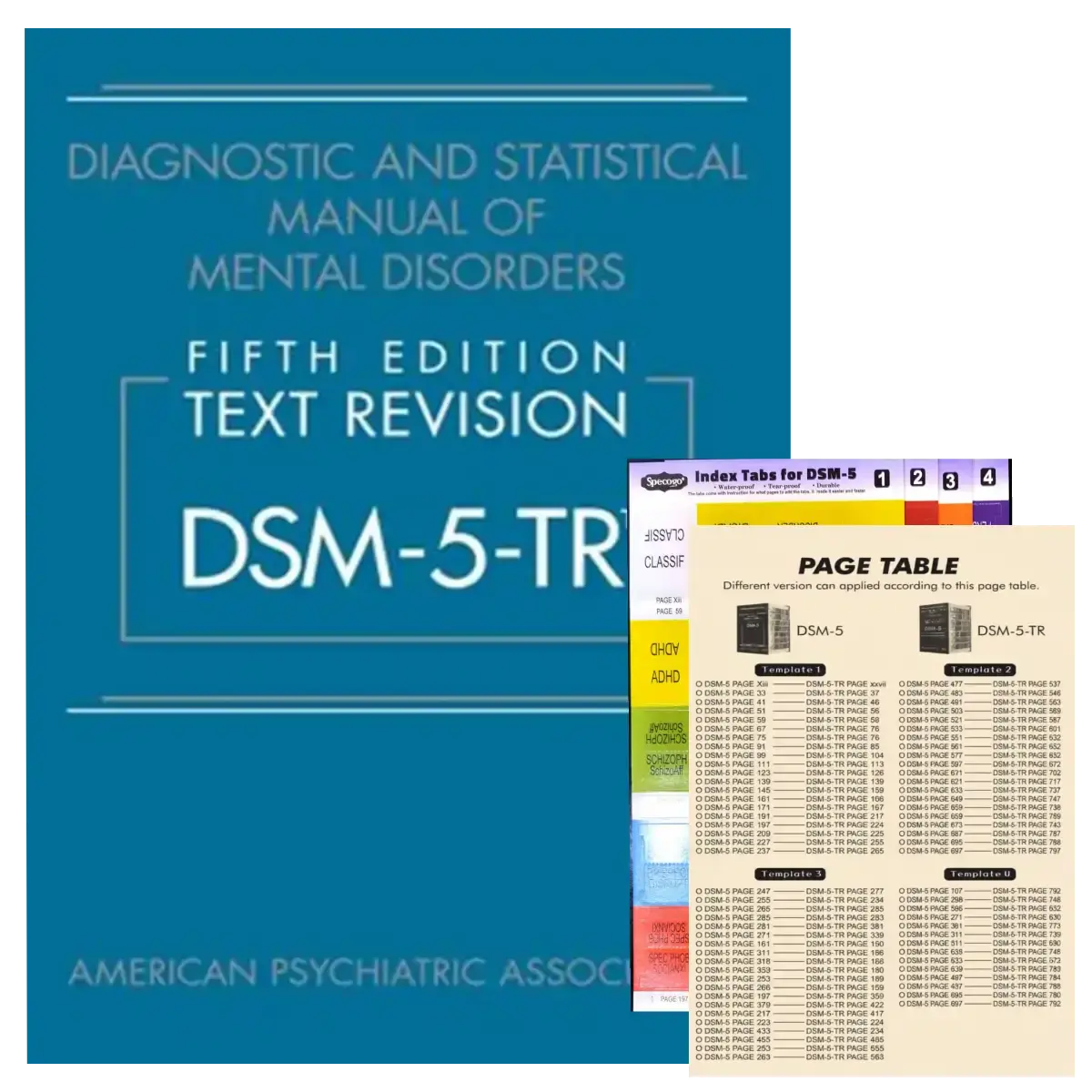 DSM – 5 – TR Manual with Page Table Mapping – (Diagnostic and Statistical Manual of Mental Disorders + Page Table Tab) – Hard